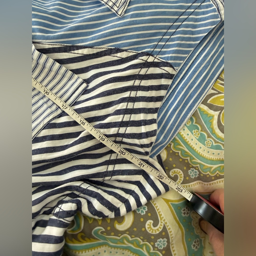 Pilcro Blue and White Asymmetrical Stripe Wrap Dress - Picture 7 of 16